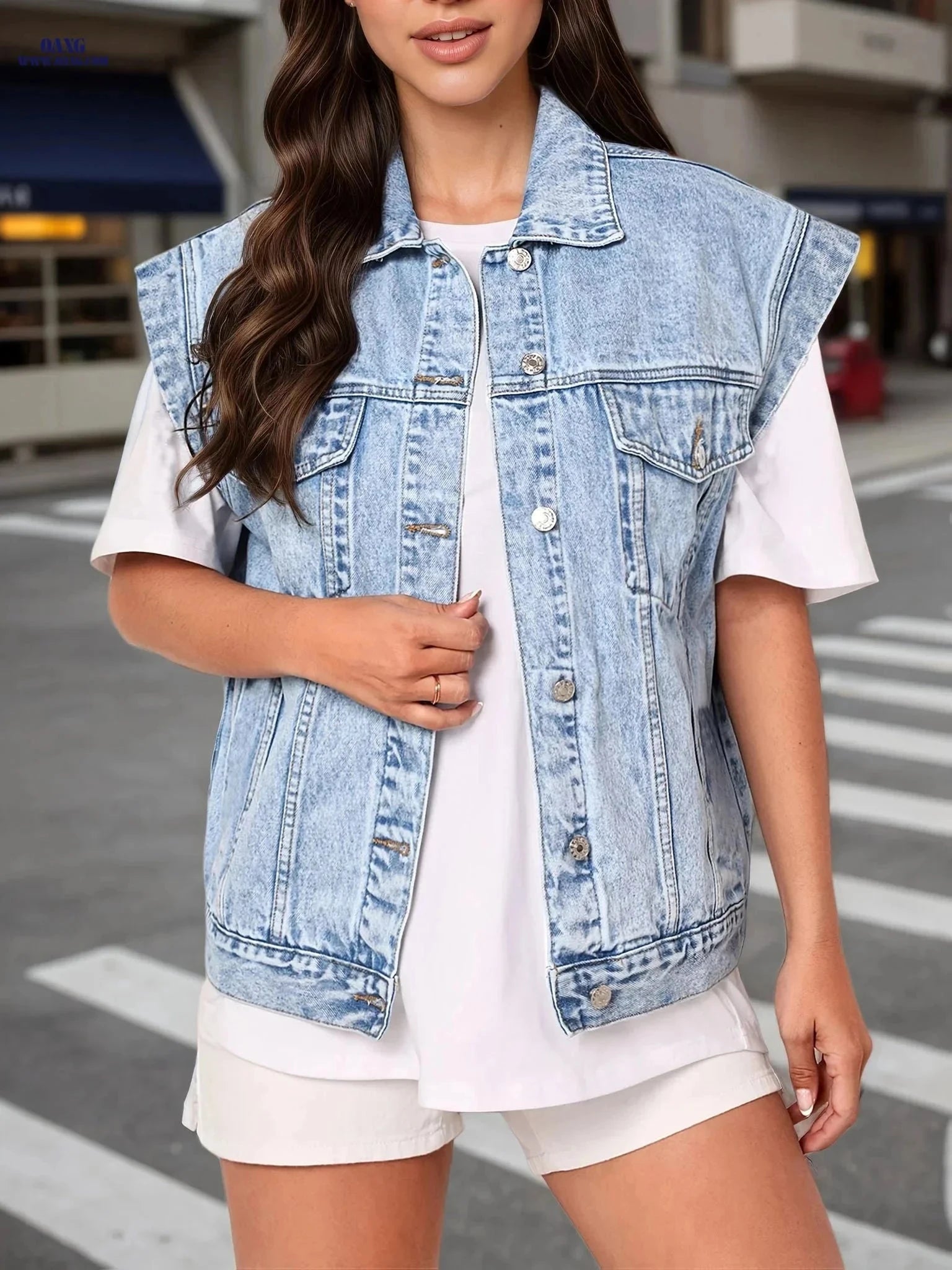 OAXG Ladies' Casual Denim Vest - Trendy, Comfortable & Versatile   OAXG 
