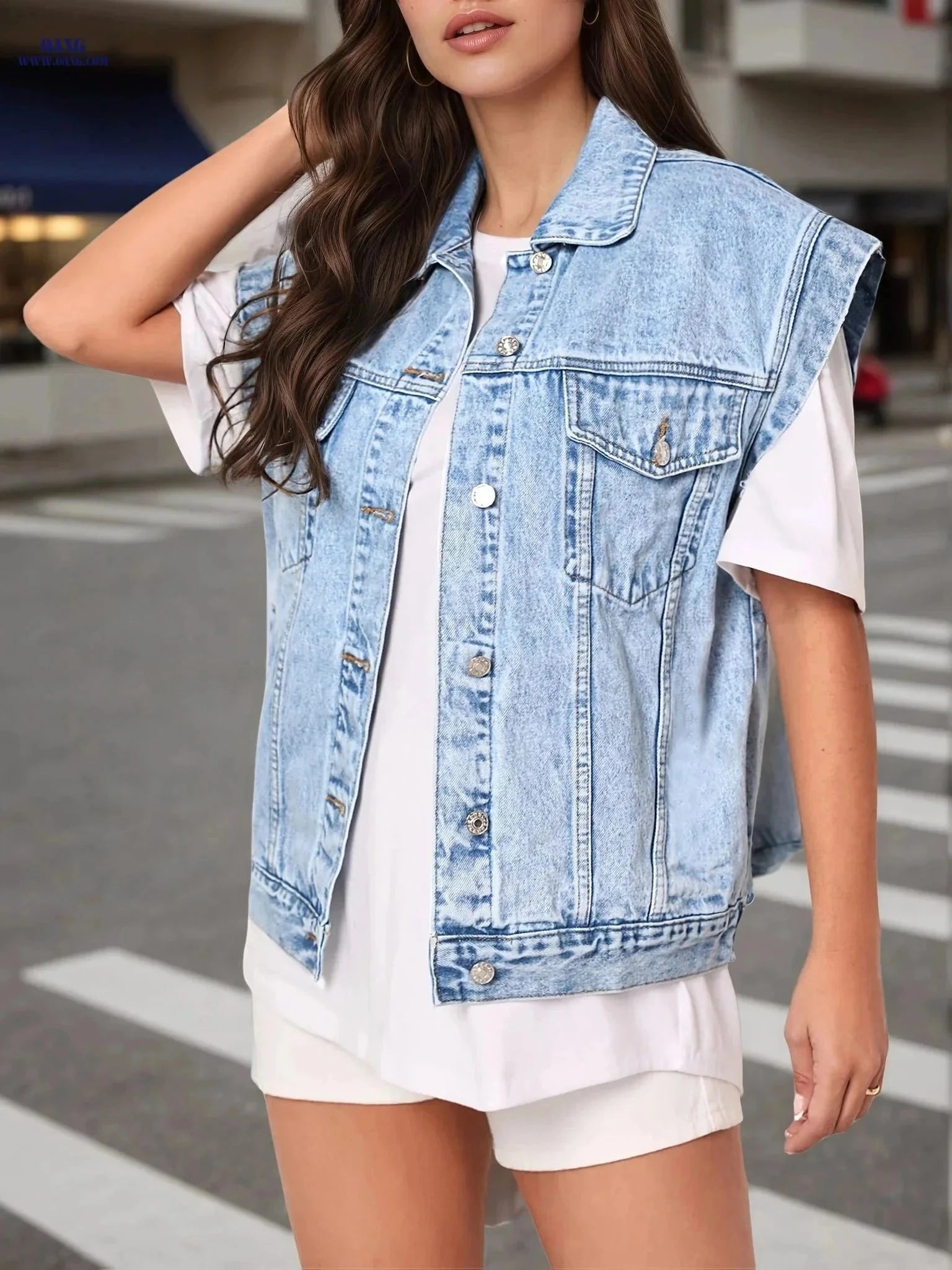 OAXG Ladies' Casual Denim Vest - Trendy, Comfortable & Versatile   OAXG 