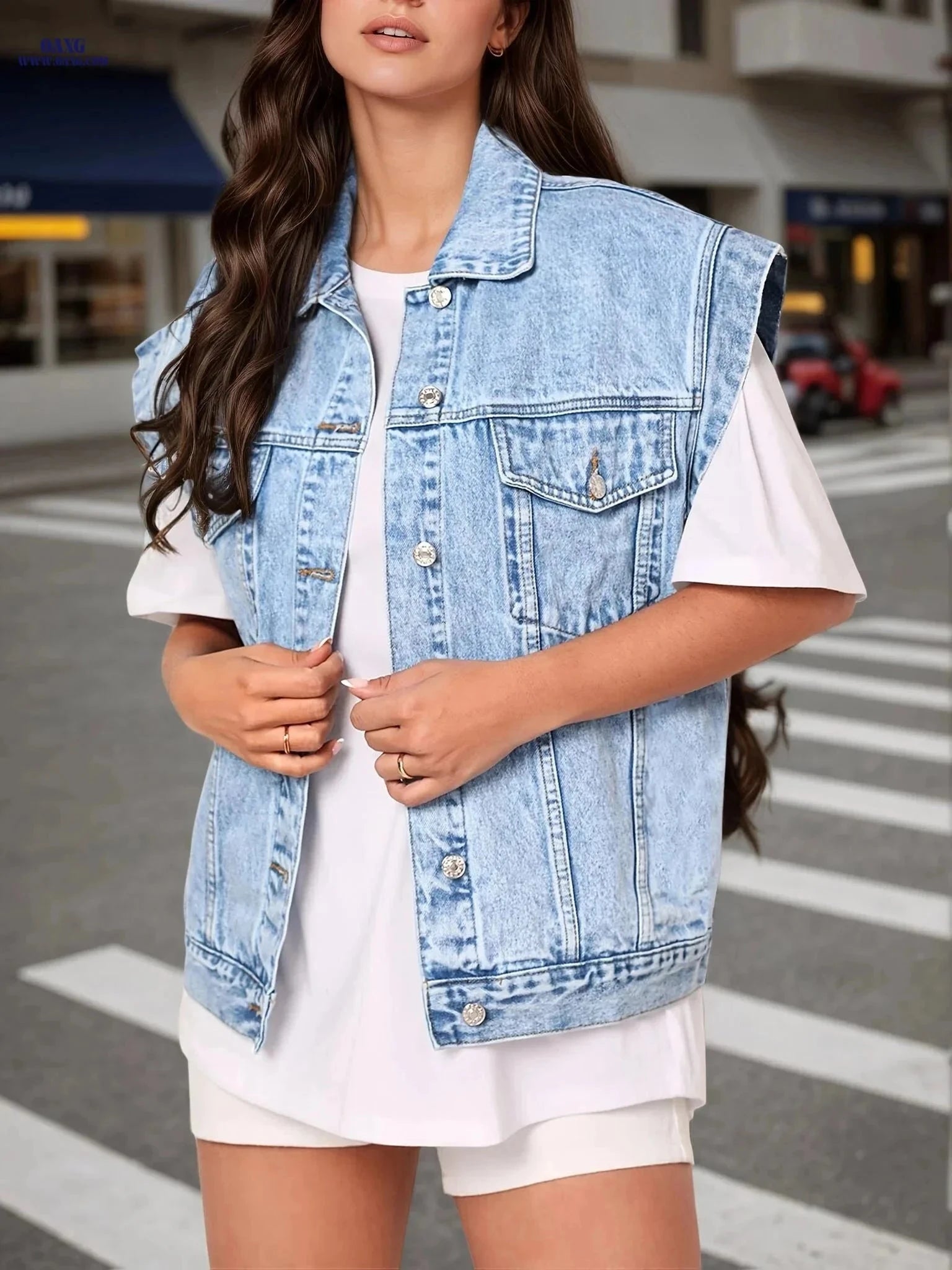 OAXG Ladies' Casual Denim Vest - Trendy, Comfortable & Versatile   OAXG 