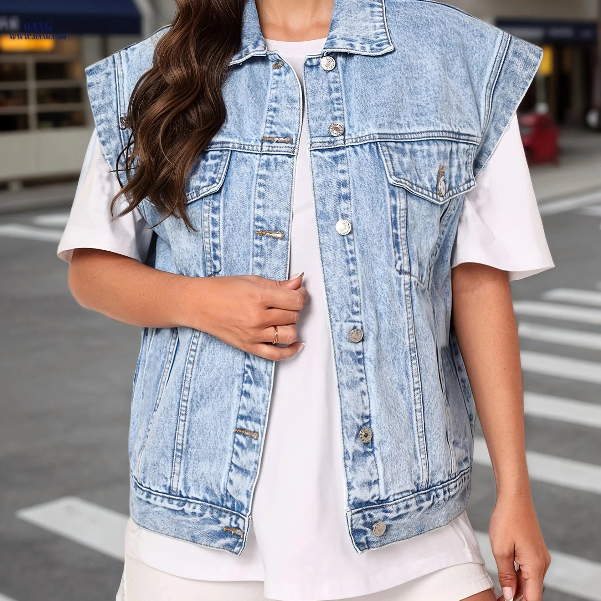 OAXG Ladies' Denim Vest - Stylish, Comfortable, Casual Fit for Spring/Fall   OAXG 