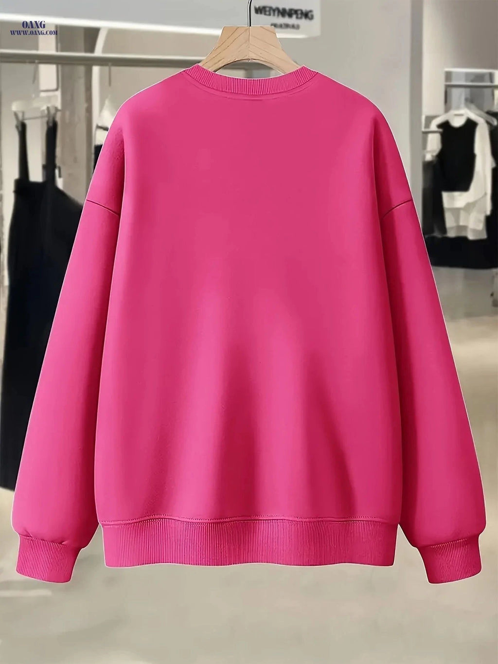 OAXG Love Creative Heart Pattern Round Neck Sweatshirt for Women   OAXG Cyan / XS