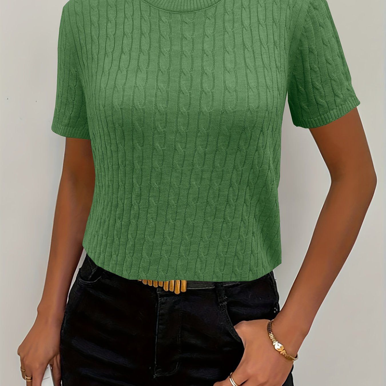 OAXG Minimalist Short Sleeve Pullover Top - Comfortable Ribbed Design   OAXG White / S