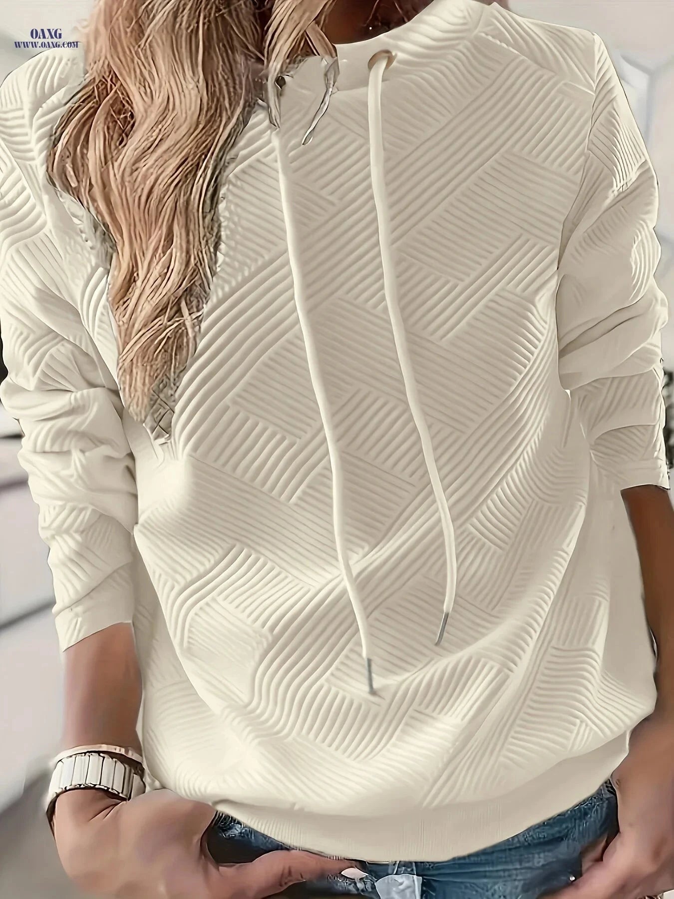 OAXG Mock Neck Pullover Sweatshirt - Casual Fall & Winter Style   OAXG Light Grey / S