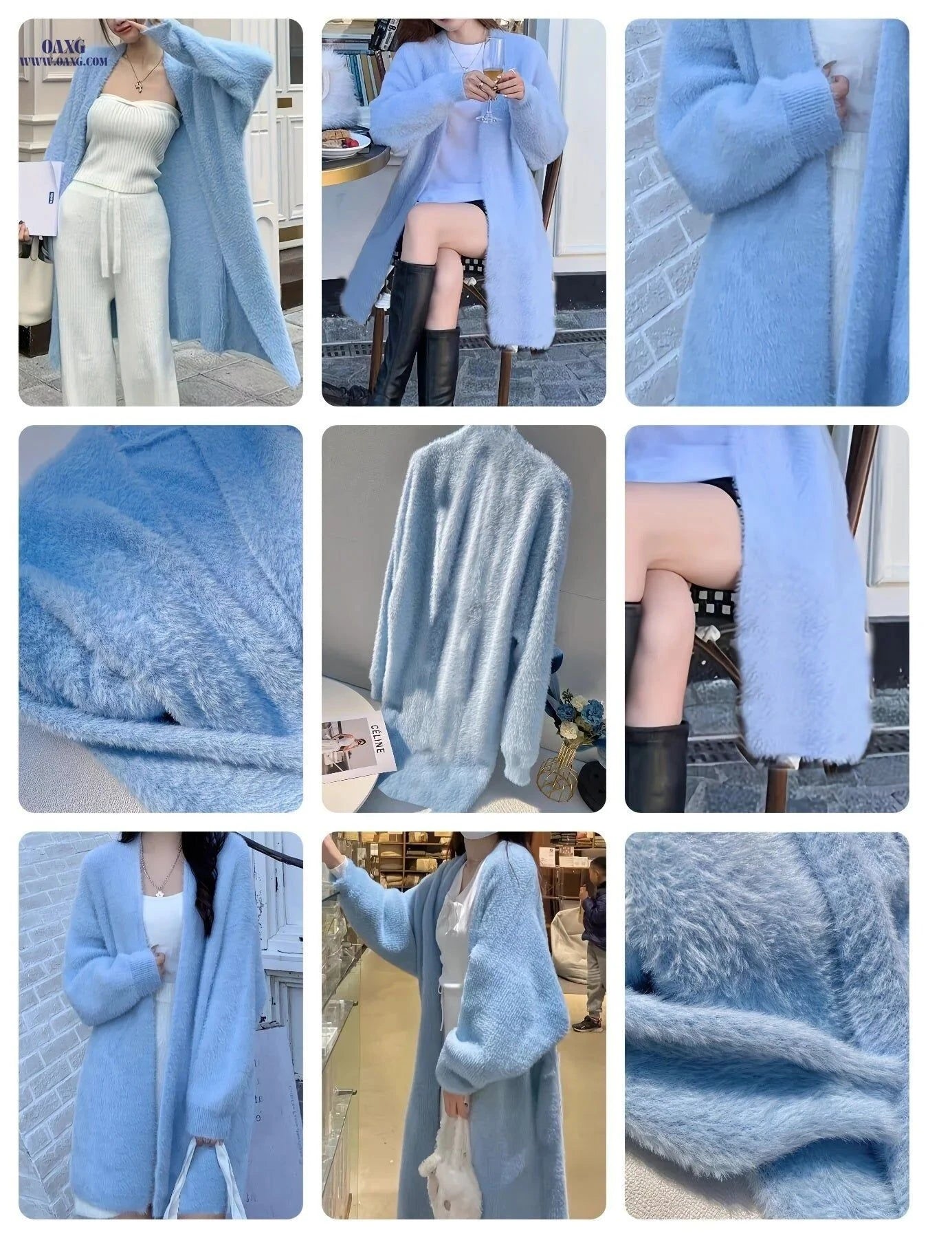 OAXG Over-the-Knee Cardigan Sweater - Soft Long-Sleeve Knitwear   OAXG White / Asian S