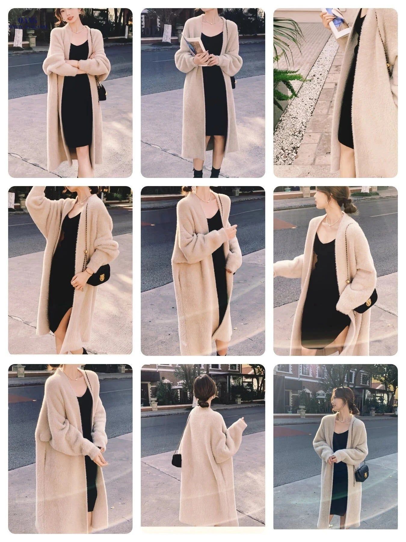 OAXG Over-the-Knee Cardigan Sweater - Soft Long-Sleeve Knitwear   OAXG White / Asian S