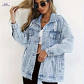 OAXG Plus Size Women's Denim Jacket - Boyfriend Distressed Style   OAXG 