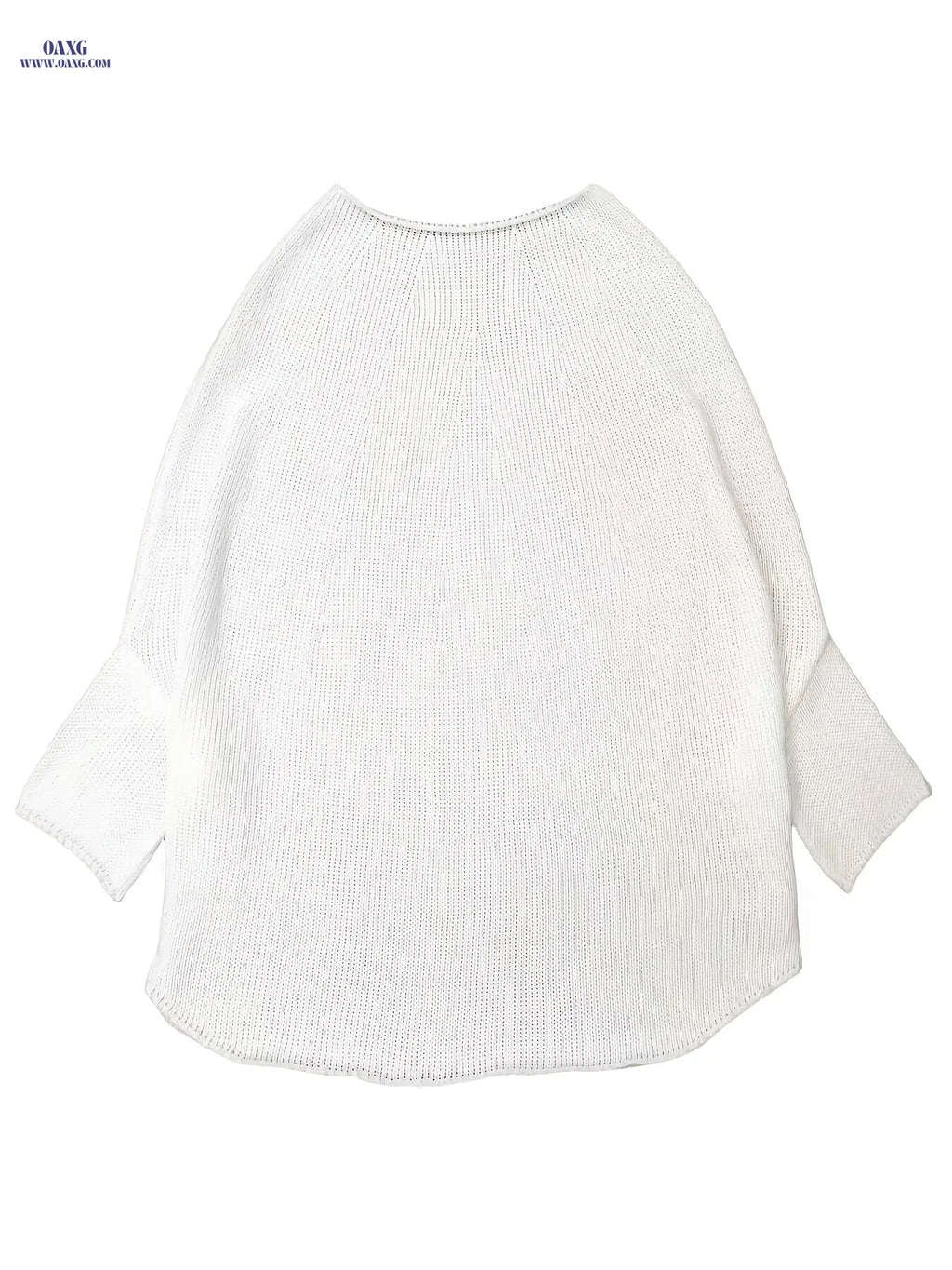 Solid Color Batwing Cardigan, Elegant Autumn and Winter Fashion Pullover   OAXG Ivory White / S