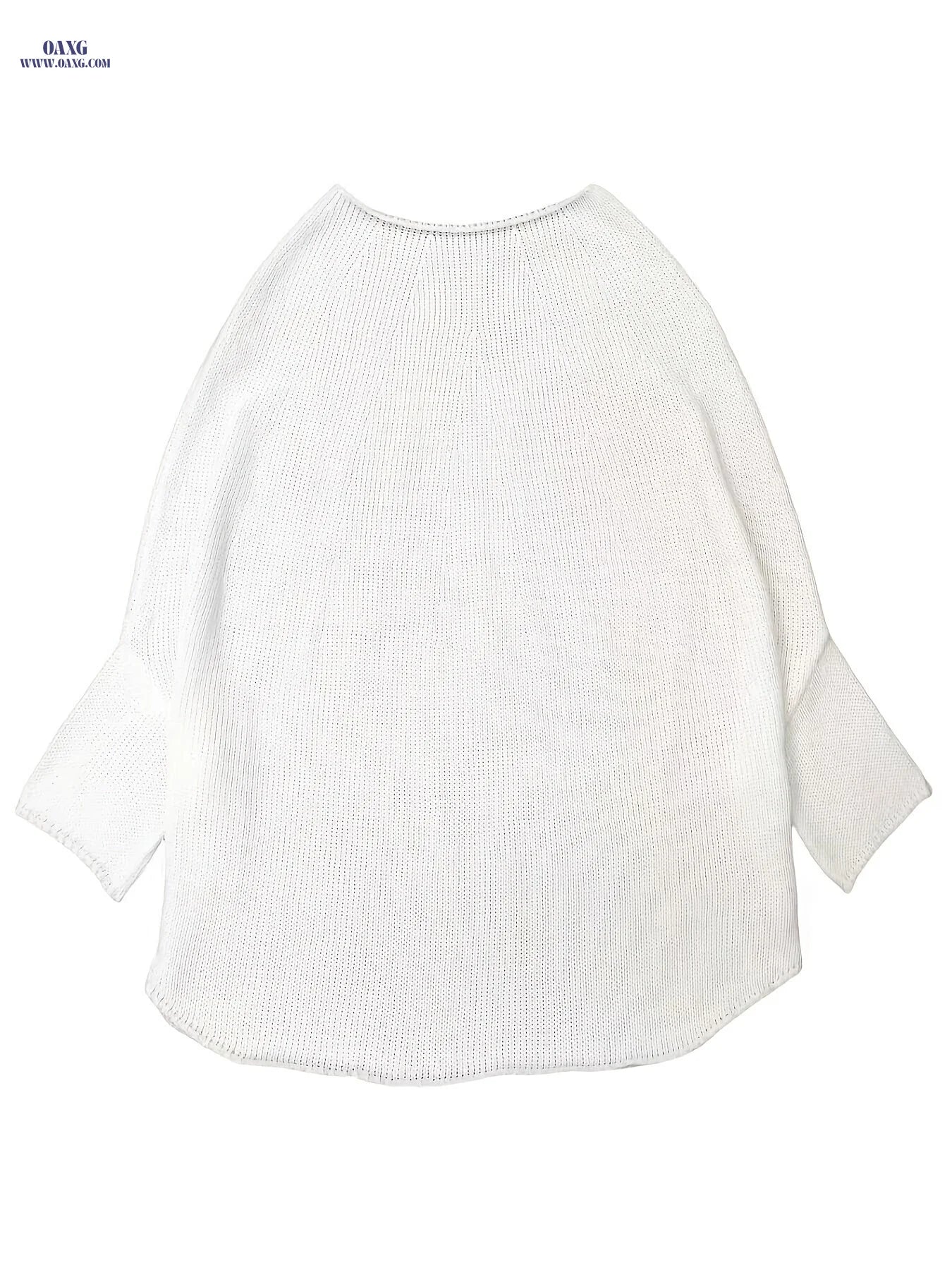 Solid Color Batwing Cardigan, Elegant Autumn and Winter Fashion Pullover   OAXG Ivory White / S
