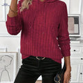 OAXG Solid Color Drawstring Hooded Sweatshirt - Elegant Fall Fashion   OAXG Red / S