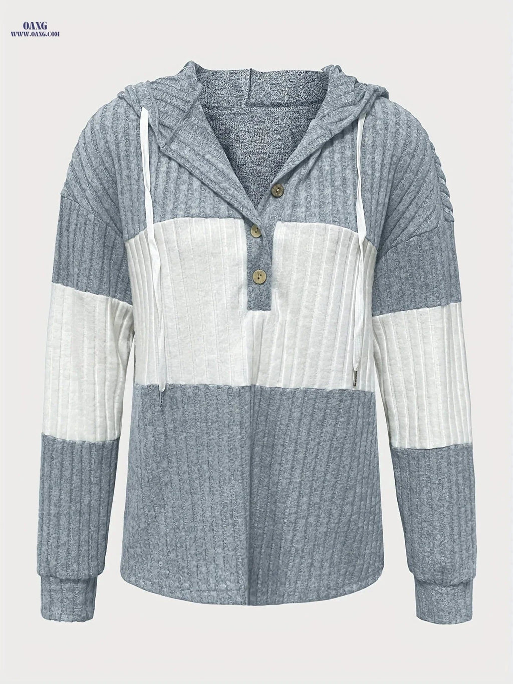 OAXG Solid Color Hooded Pullover - Casual Knit Style for All Seasons   OAXG Green / S