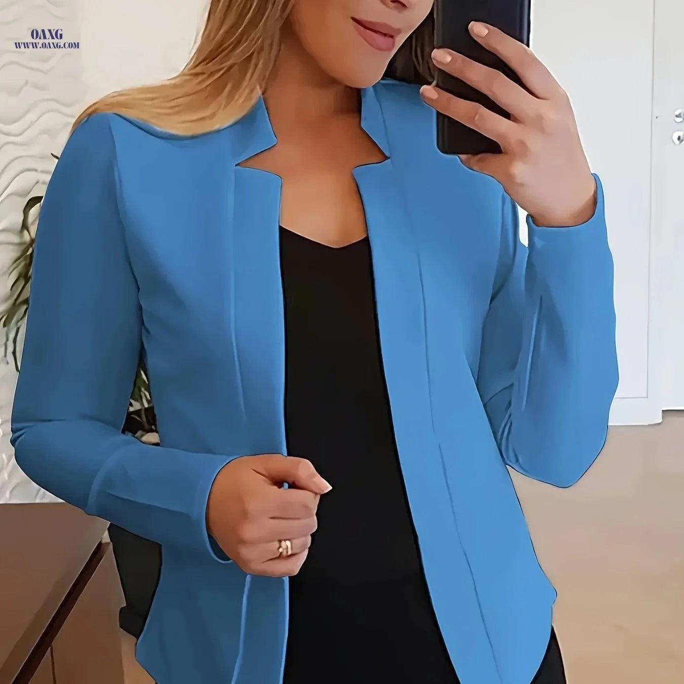 OAXG Solid Color Long Sleeve Casual Jacket for Spring/Fall Fashion   OAXG 