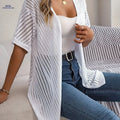OAXG Spring-Summer Hollow Cardigan - Lightweight & Stylish Knitwear   OAXG White / S