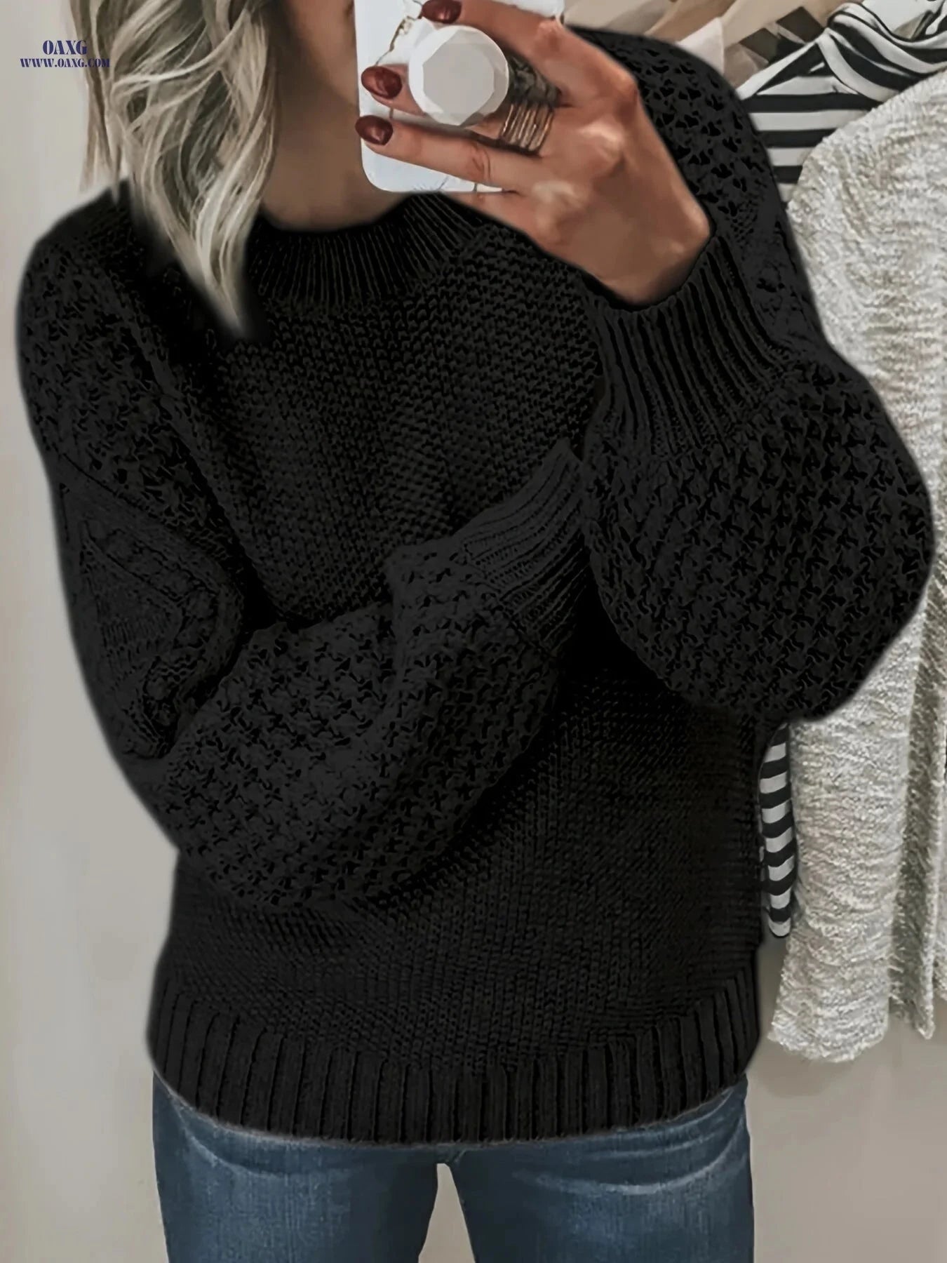 OAXG Targeted Development Pullover Sweater - Casual Long Sleeve Style   OAXG Red / S