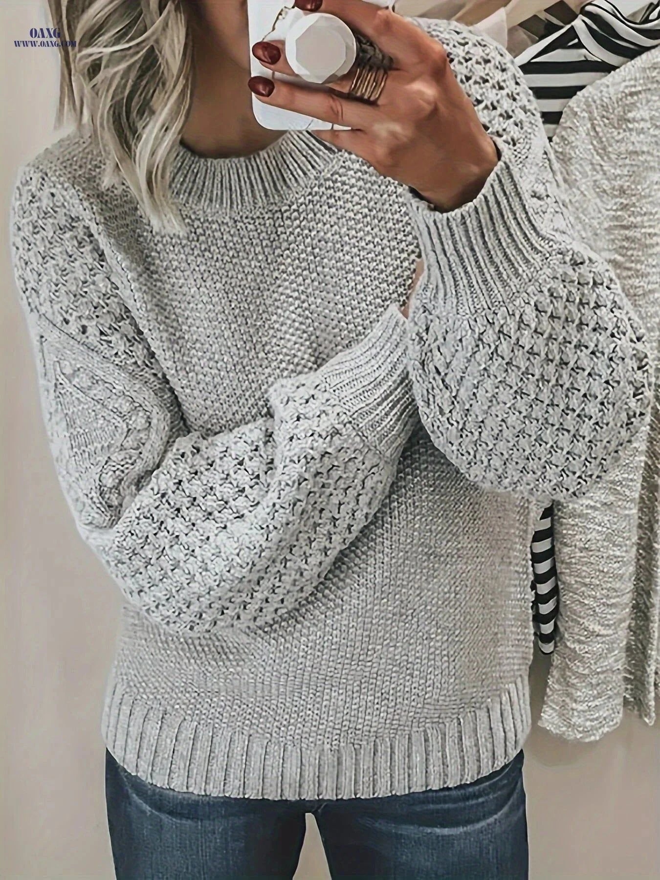 OAXG Targeted Development Pullover Sweater - Casual Long Sleeve Style   OAXG Red / S