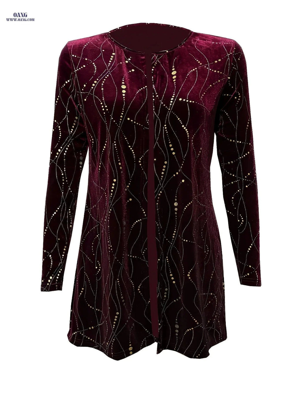 OAXG Velvet Long-Sleeved Cardigan Jacket - Star Eclipse Design   OAXG Navy Color / S