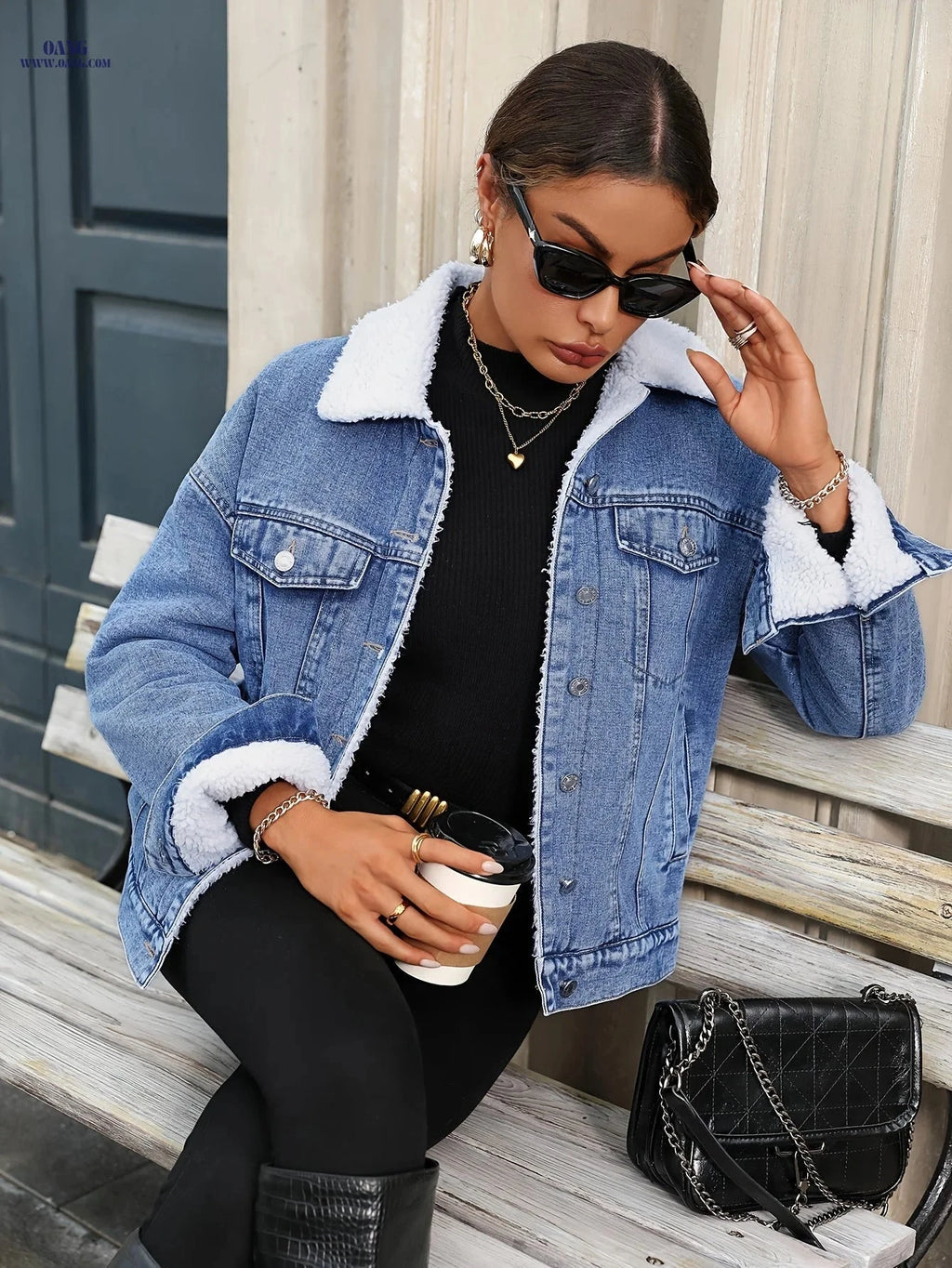 OAXG Winter Loose-Fit Denim Jacket - Cozy and Elegant Style   OAXG 