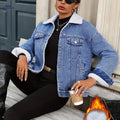 OAXG Winter Loose-Fit Denim Jacket - Cozy and Elegant Style   OAXG 