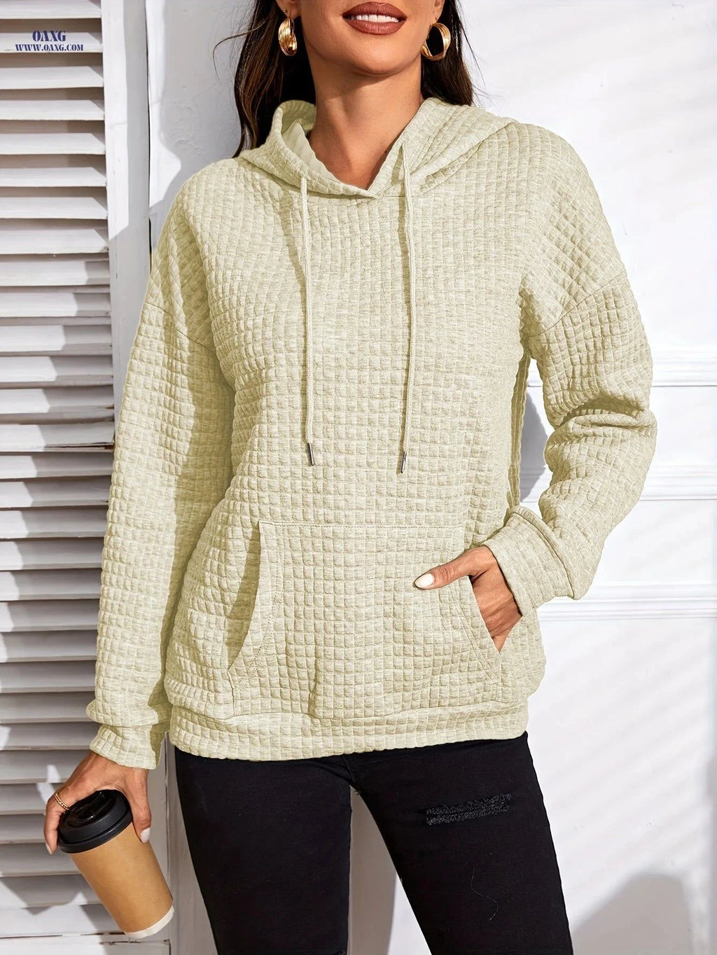 OAXG Women's Autumn Pullover Hoodie - Casual Loose Fit Sweatshirt   OAXG Grey / S