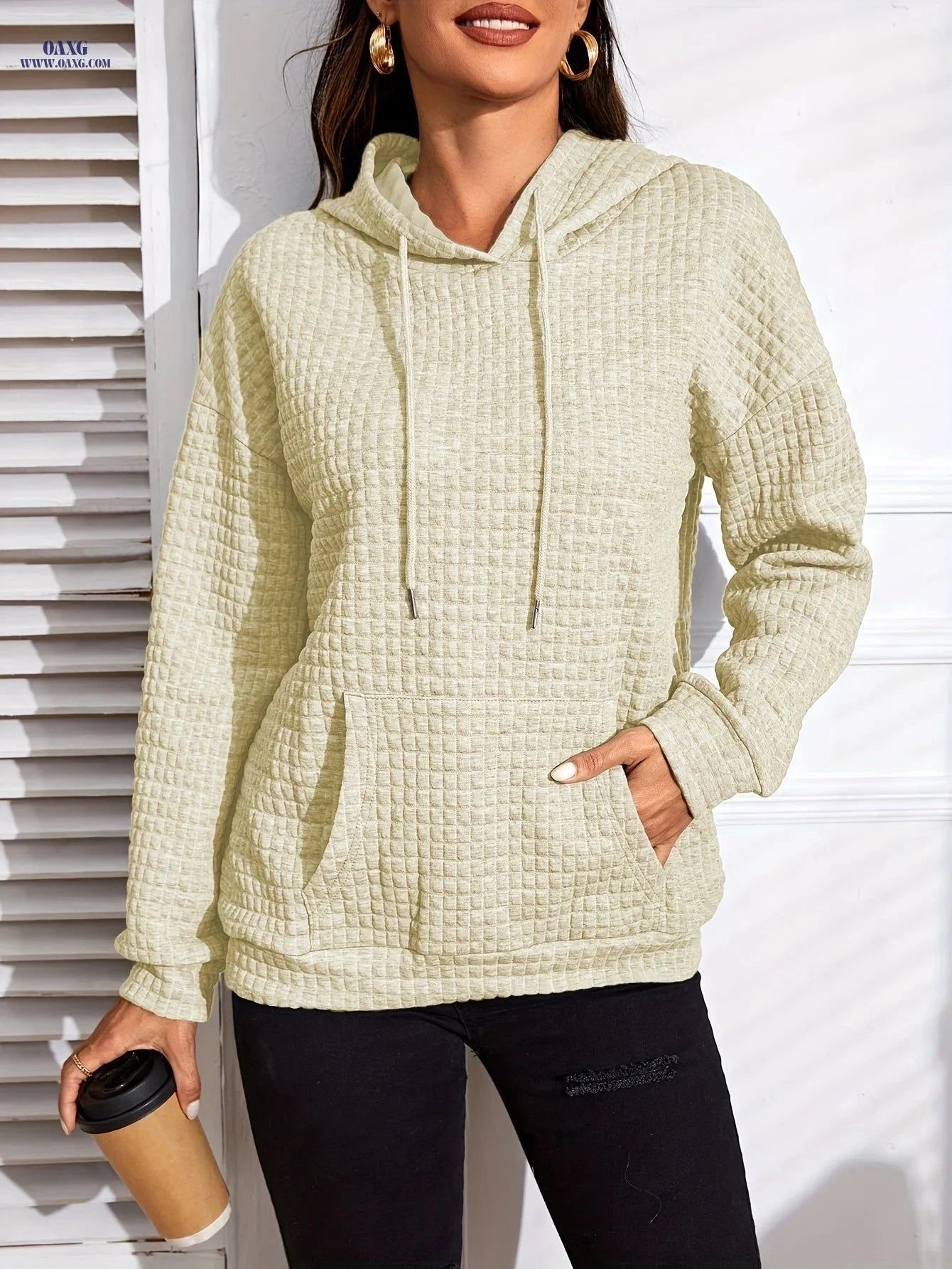 OAXG Women's Autumn Pullover Hoodie - Casual Loose Fit Sweatshirt   OAXG Grey / S