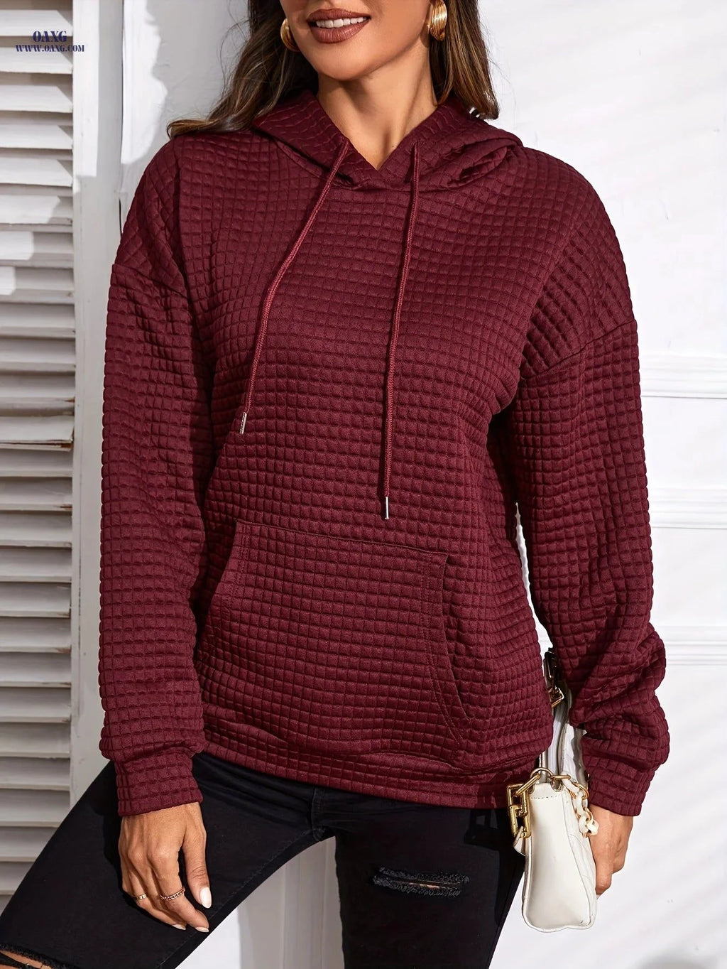 OAXG Women's Autumn Pullover Hoodie - Casual Loose Fit Sweatshirt   OAXG Grey / S