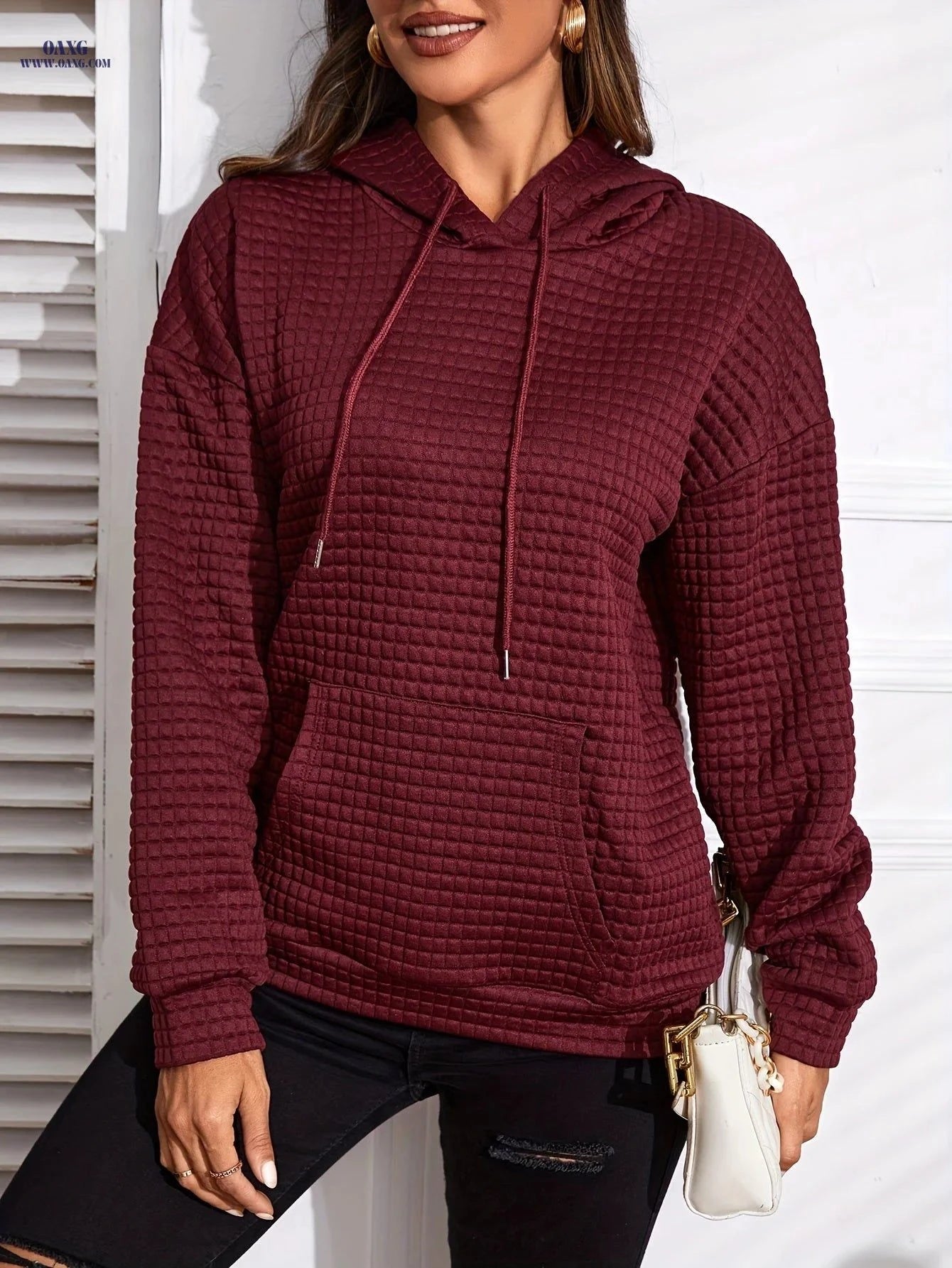 OAXG Women's Autumn Pullover Hoodie - Casual Loose Fit Sweatshirt   OAXG Grey / S