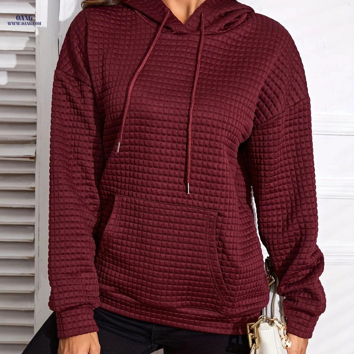 OAXG Women's Autumn Pullover Hoodie - Casual Loose Fit Sweatshirt   OAXG Grey / S