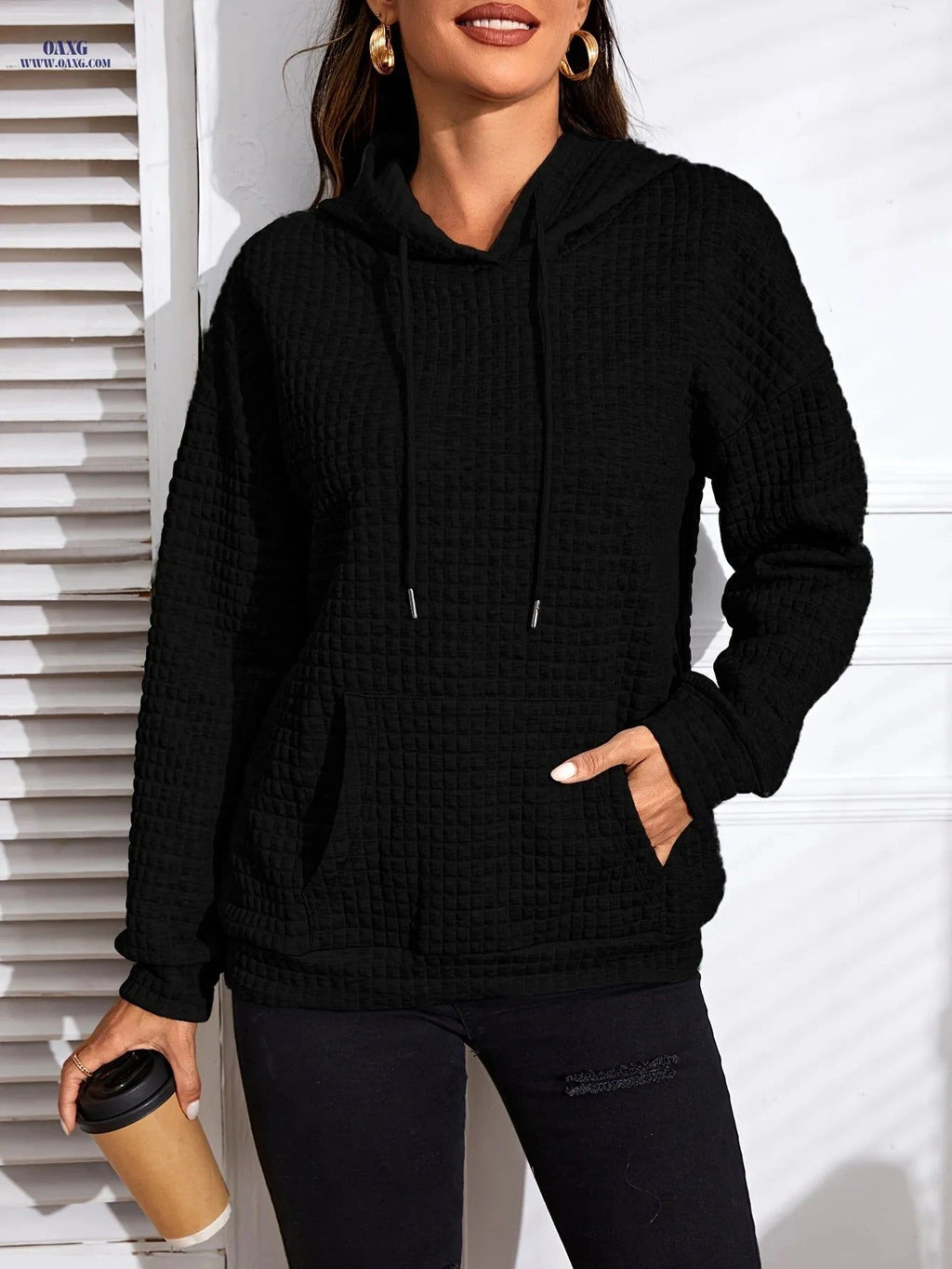 OAXG Women's Autumn Pullover Hoodie - Casual Loose Fit Sweatshirt   OAXG Grey / S