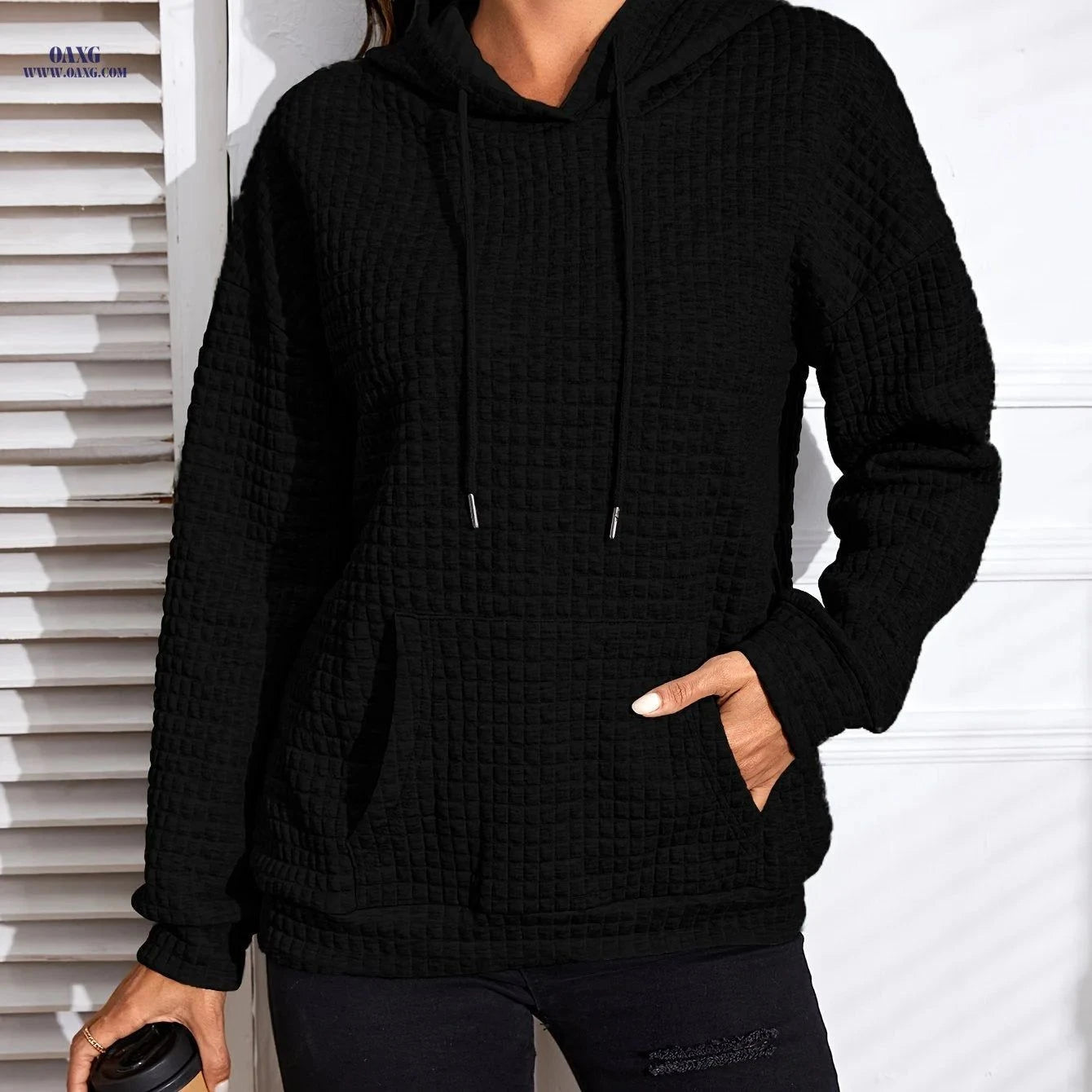 OAXG Women's Autumn Pullover Hoodie - Casual Loose Fit Sweatshirt   OAXG Grey / S