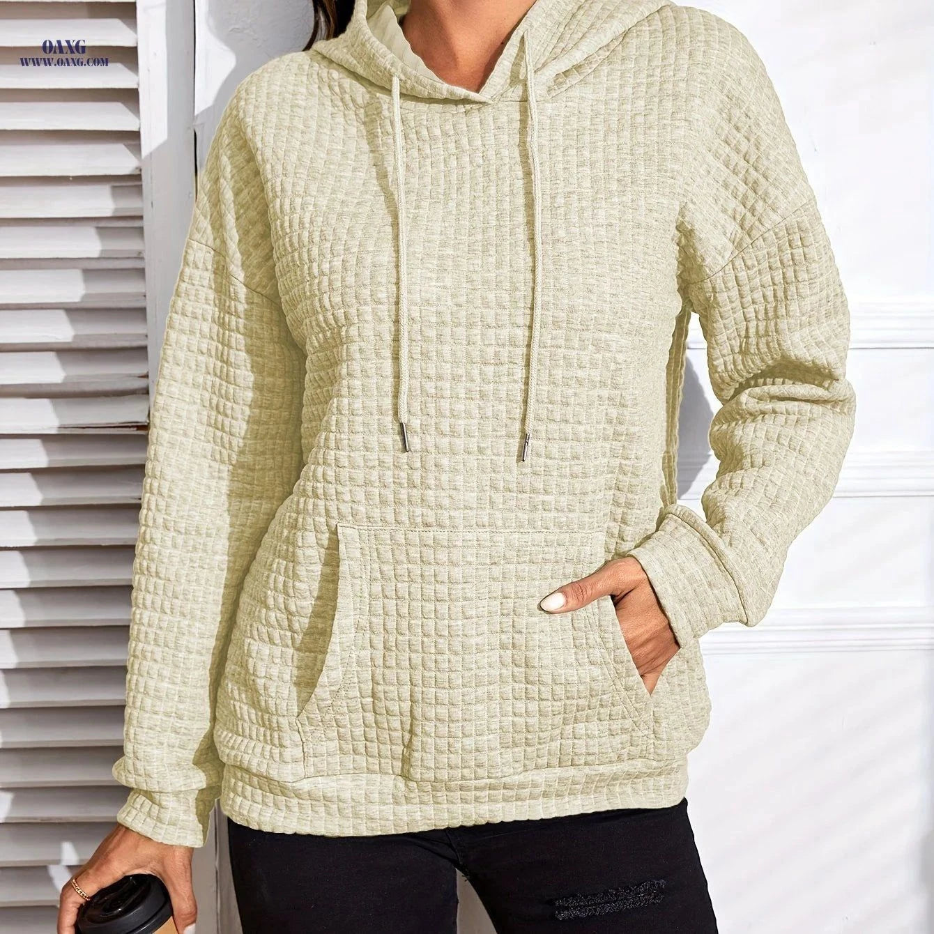 OAXG Women's Autumn Pullover Hoodie - Loose Fit, Long Sleeve Design   OAXG Grey / S