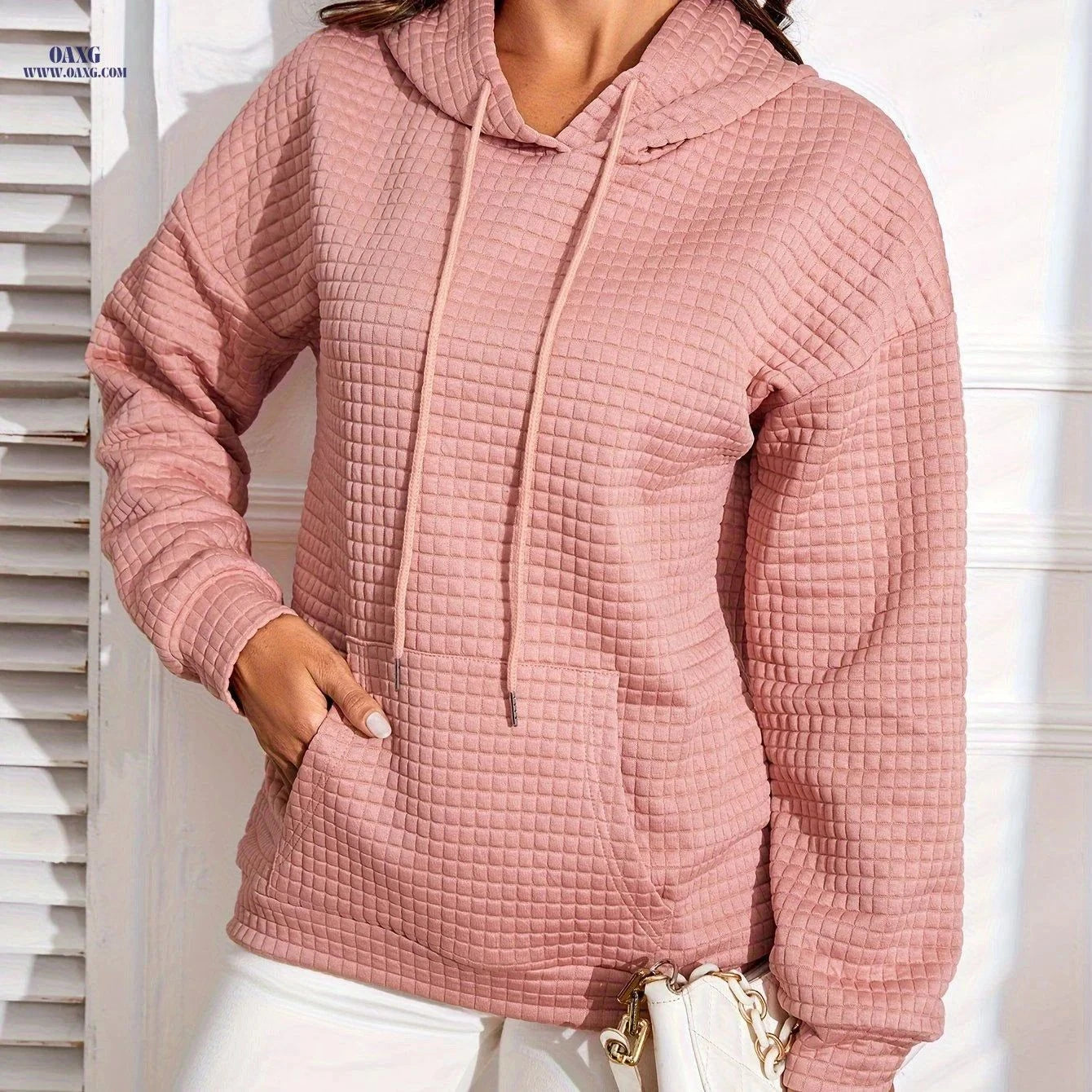 OAXG Women's Autumn Pullover Hoodie - Loose Fit, Long Sleeve Design   OAXG Grey / S