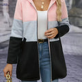 OAXG Women's Autumn-Winter Long Split Hoodie - Casual Color Block Style   OAXG Multicolor / S