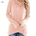 OAXG Women's Autumn Winter Turtleneck Top - Long Sleeve, Hooded   OAXG Pink / S