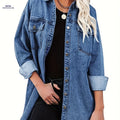 OAXG Women's Blue Casual Lapel Coat - Elegant Spring/Fall Style   OAXG 