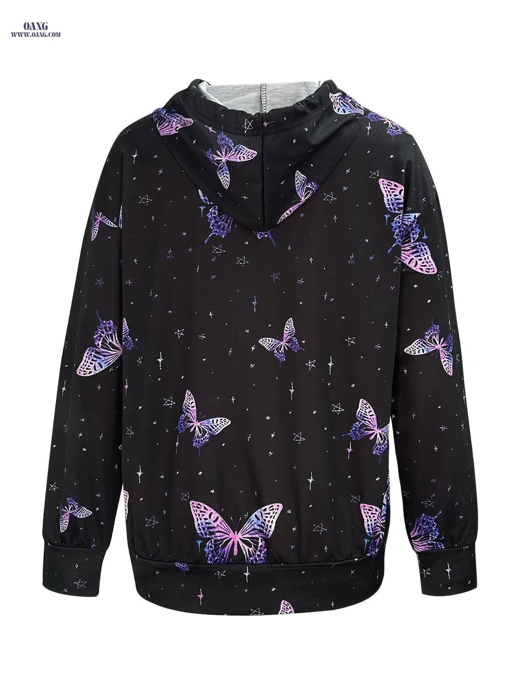 OAXG Women's Butterfly Print Hoodie - Casual Commuter Jacket for Fall   OAXG Black / S