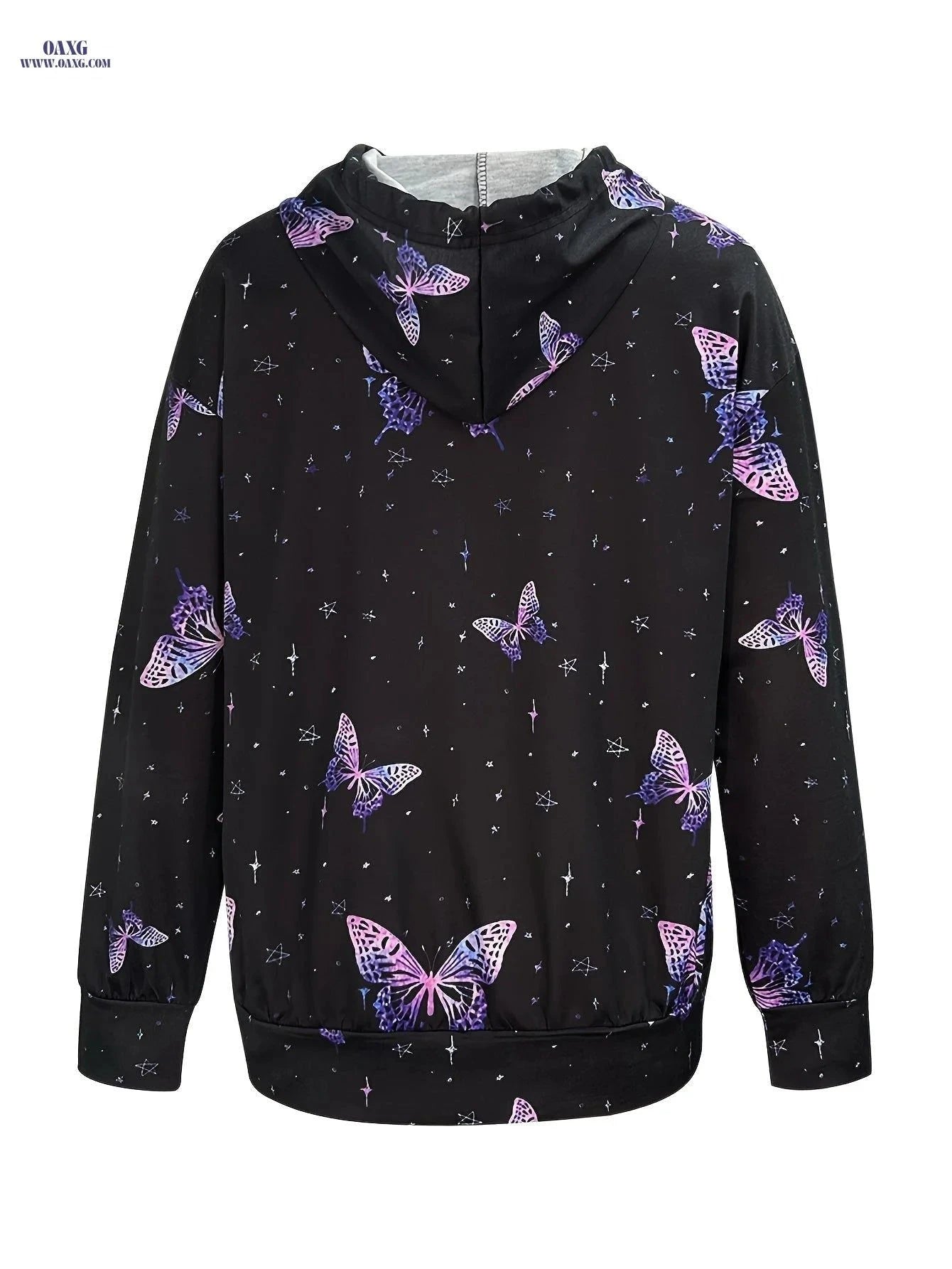 OAXG Women's Butterfly Print Hoodie - Casual Commuter Jacket for Fall   OAXG Black / S