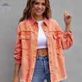 OAXG Women's Candy Color Denim Jacket - Ripped Boho Spring Style   OAXG 