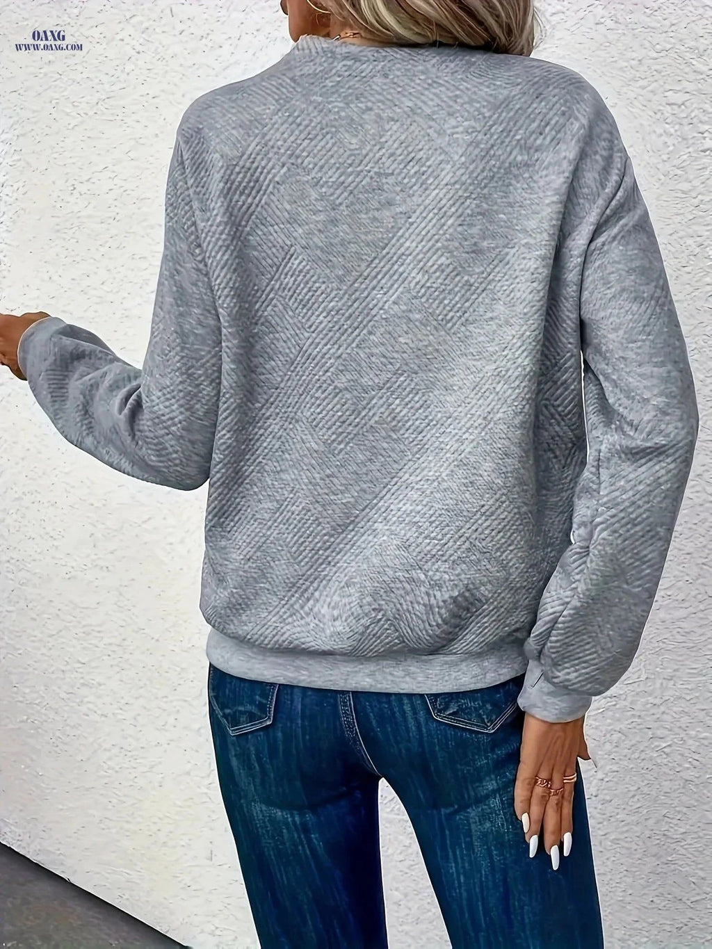 OAXG Women's Casual Asymmetrical Neck Sweater - Soft, Machine Washable   OAXG Space Gray / S