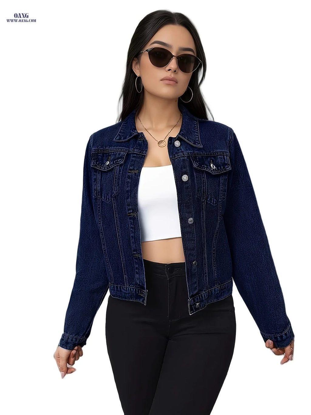 OAXG Women's Casual Denim Jacket - Natural Color for Fall/Winter   OAXG 