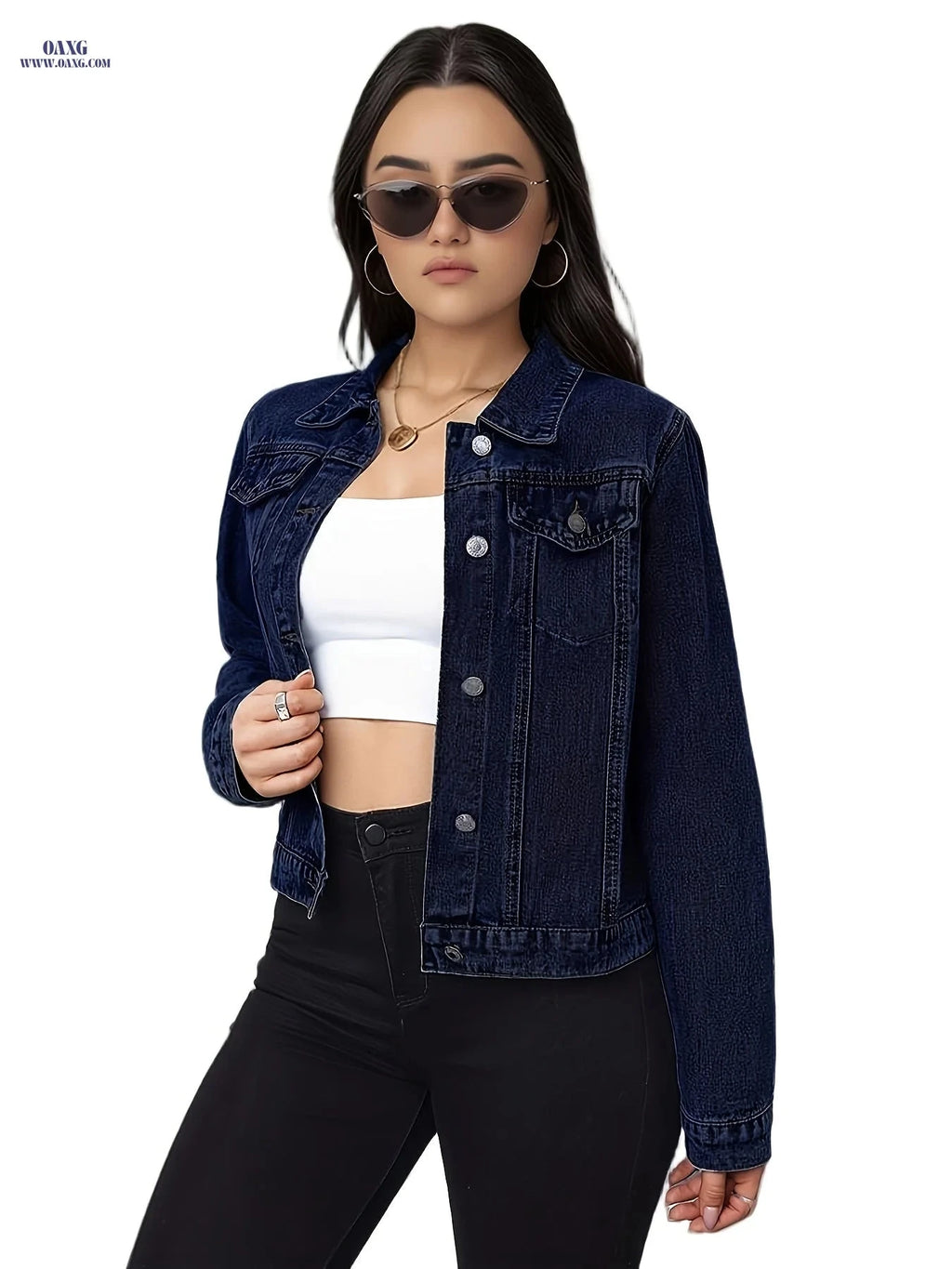 OAXG Women's Casual Denim Jacket - Natural Color for Fall/Winter   OAXG 