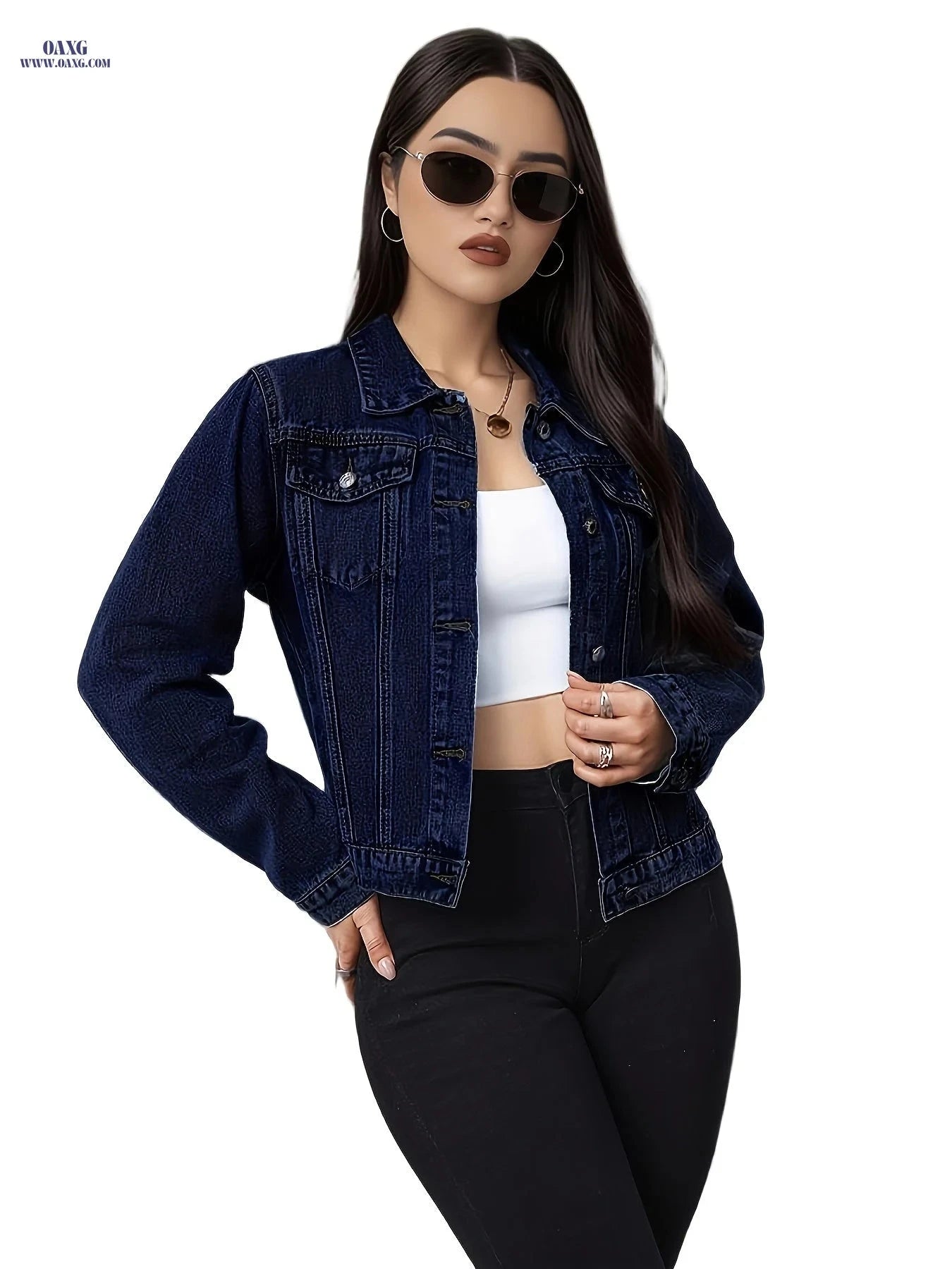 OAXG Women's Casual Denim Jacket - Natural Color for Fall/Winter   OAXG 