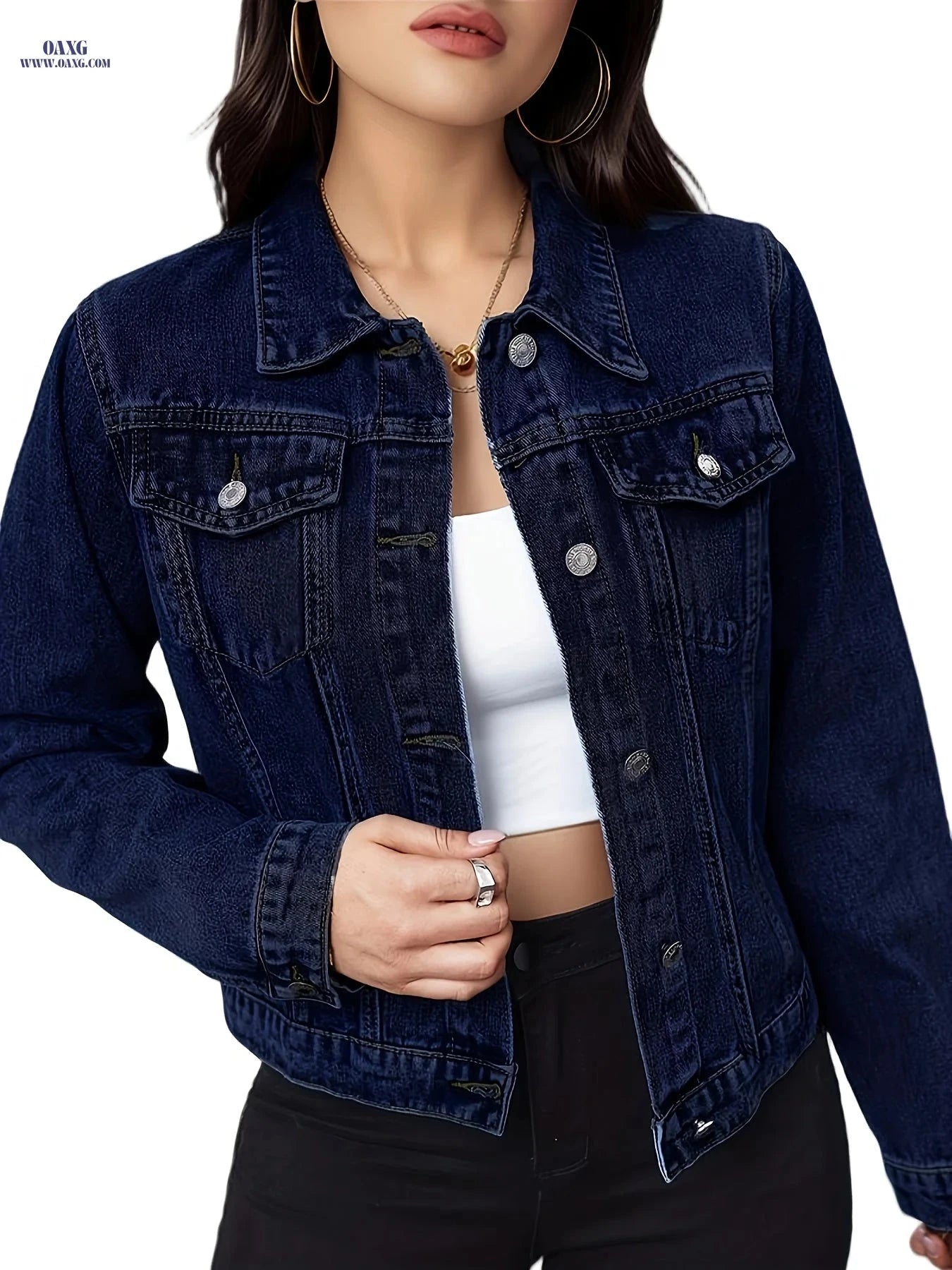 OAXG Women's Casual Denim Jacket - Natural Color for Fall/Winter   OAXG 