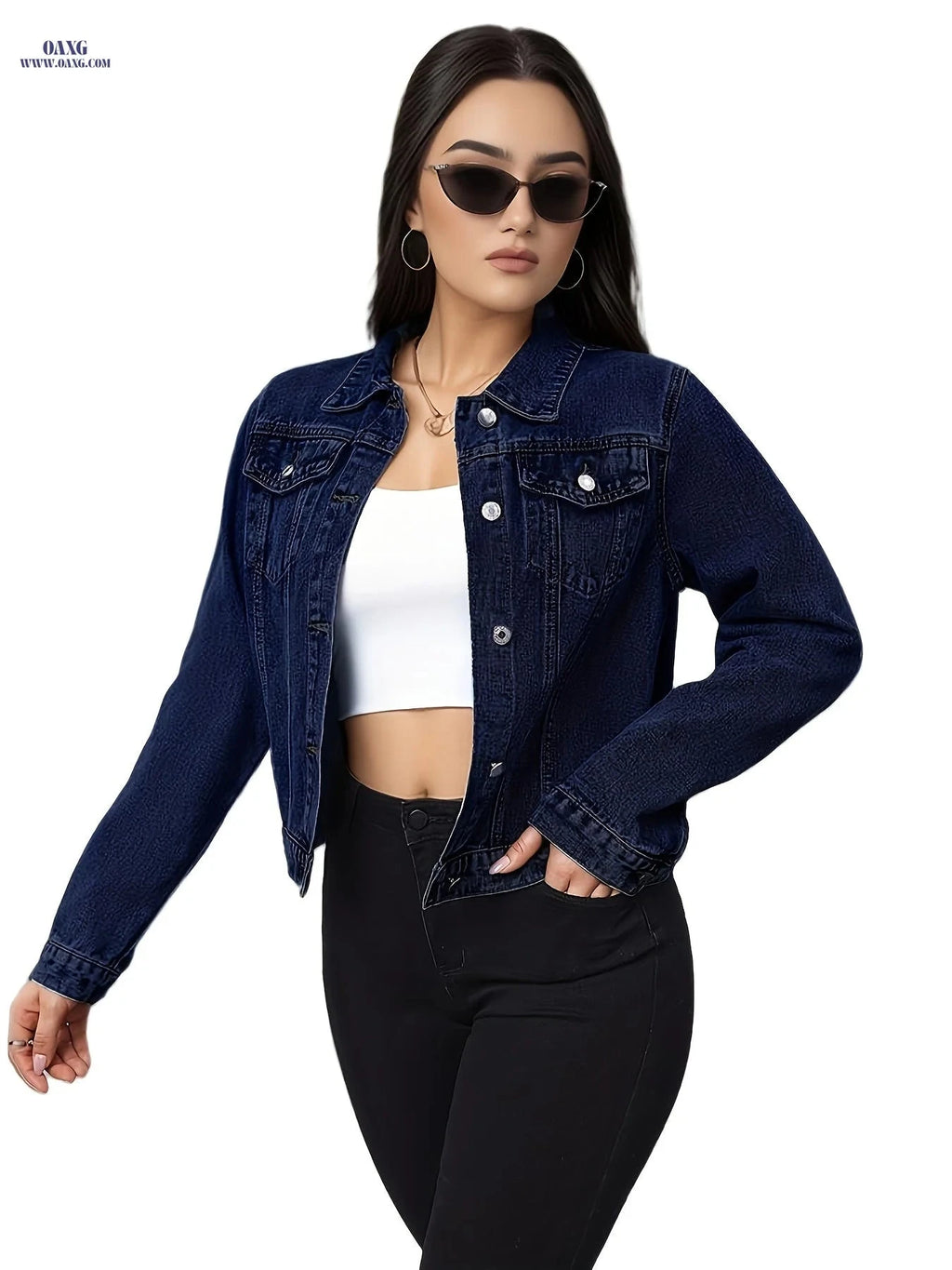OAXG Women's Casual Denim Jacket - Natural Color for Fall/Winter   OAXG 