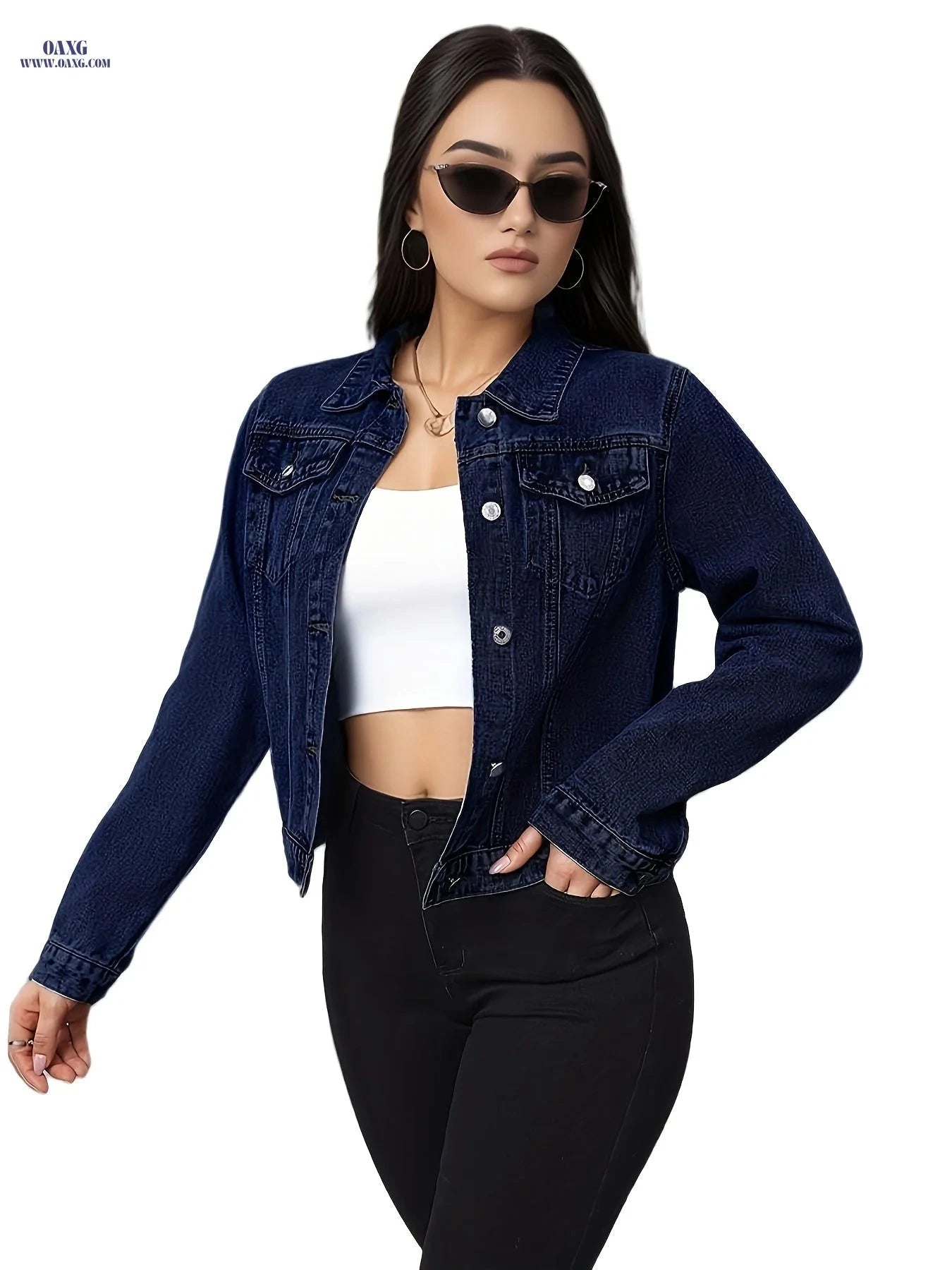 OAXG Women's Casual Denim Jacket - Natural Color for Fall/Winter   OAXG 