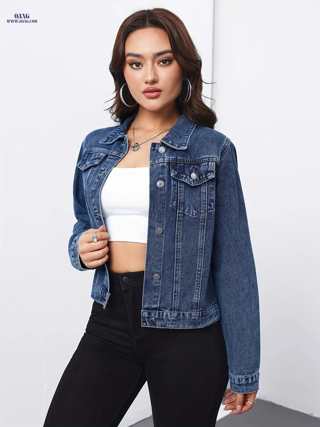OAXG Women's Casual Denim Jacket - Stylish & Elegant Short Style   OAXG 