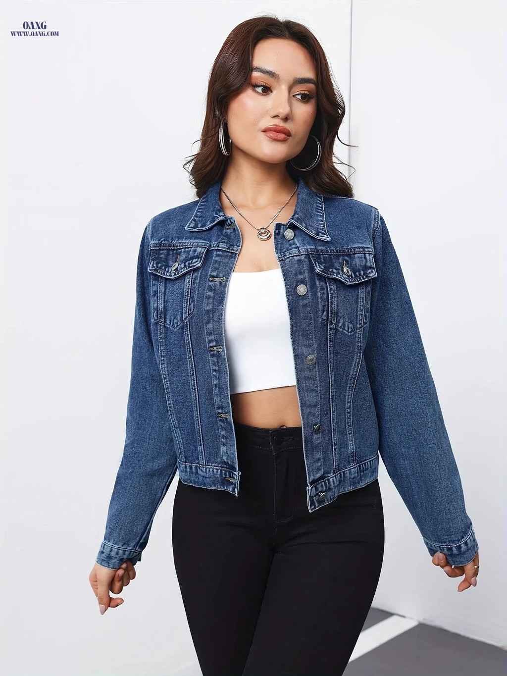 OAXG Women's Casual Denim Jacket - Stylish & Elegant Short Style   OAXG 