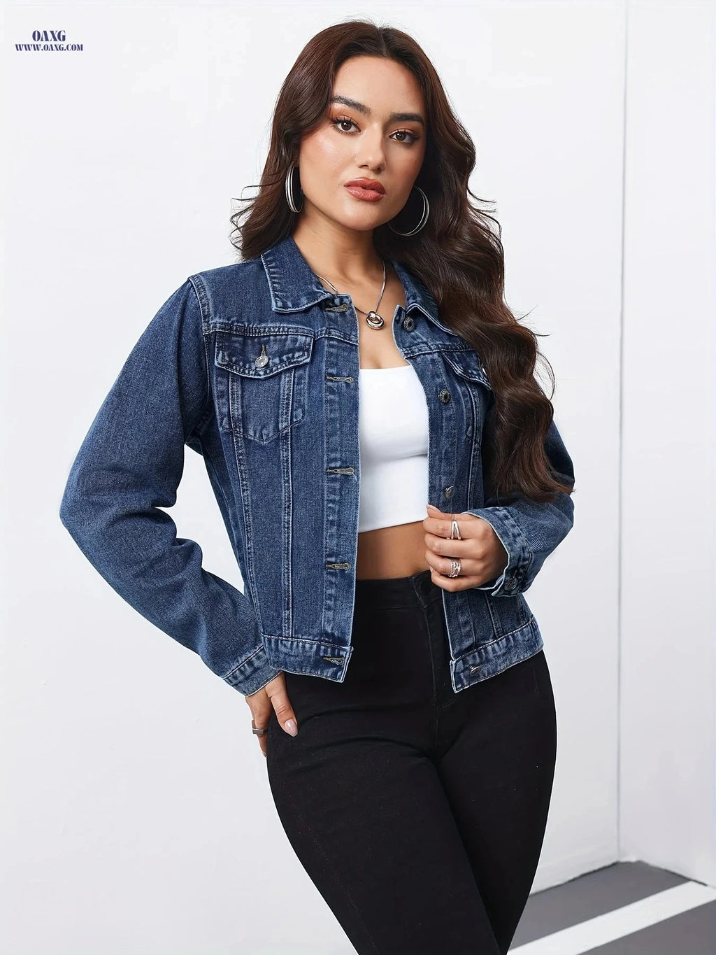 OAXG Women's Casual Denim Jacket - Stylish & Elegant Short Style   OAXG 