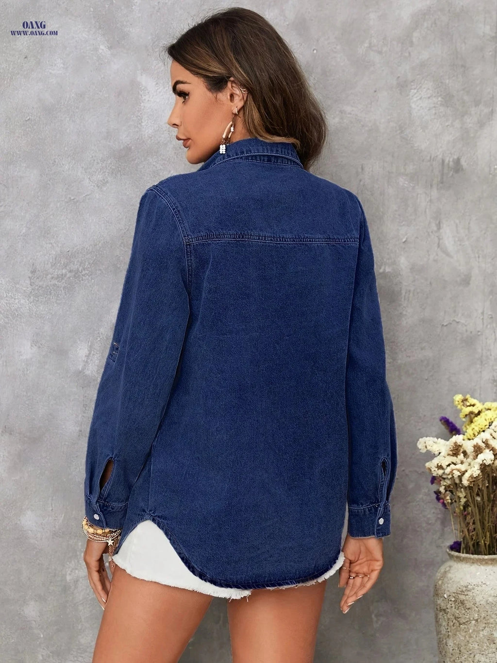 OAXG Women's Casual Denim Jacket - Stylish Spring/Fall Outerwear   OAXG 