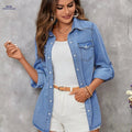 OAXG Women's Casual Denim Jacket - Stylish Spring/Fall Outerwear   OAXG 