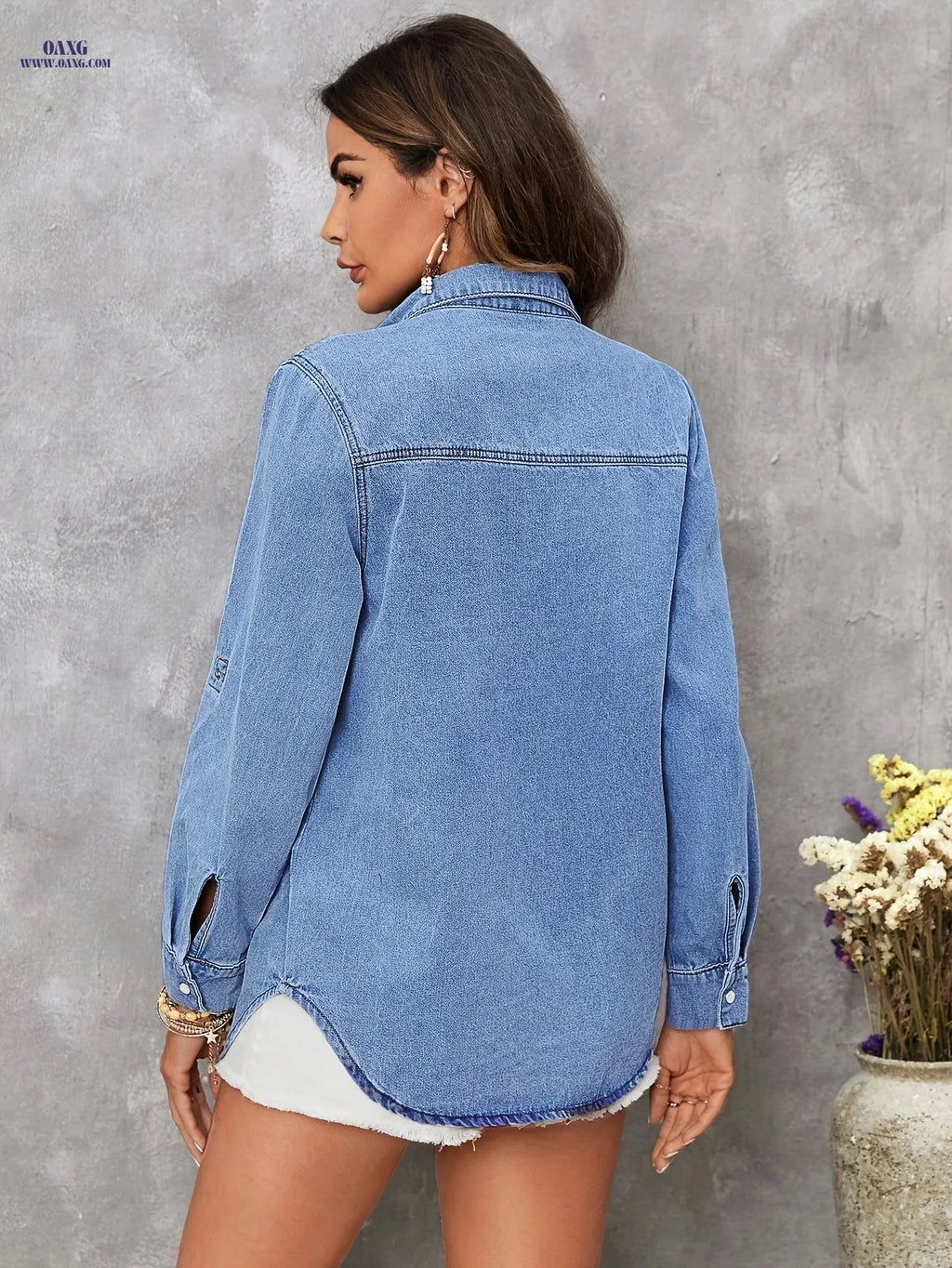 OAXG Women's Casual Denim Jacket - Stylish Spring/Fall Outerwear   OAXG 