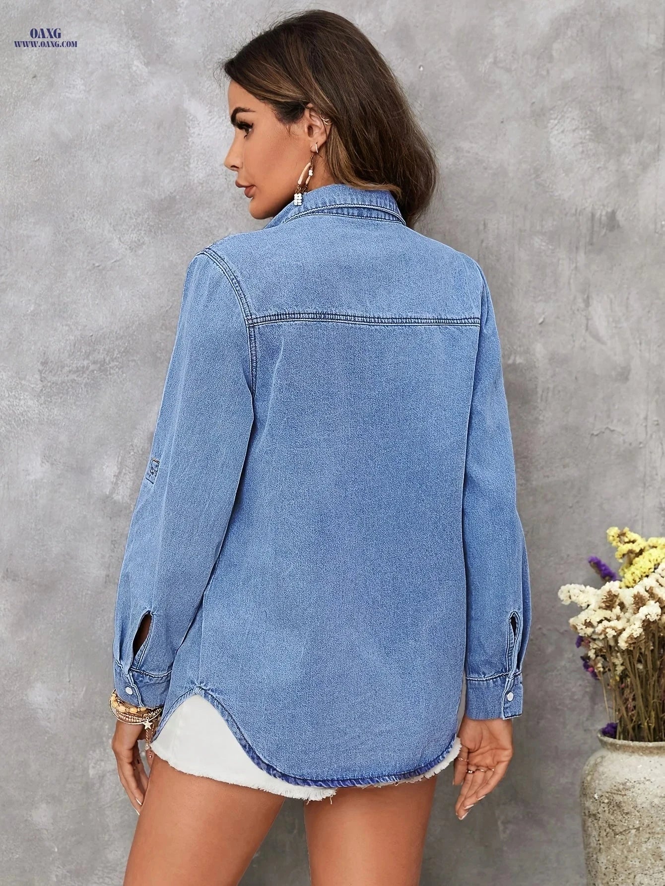 OAXG Women's Casual Denim Jacket - Stylish Spring/Fall Outerwear   OAXG 